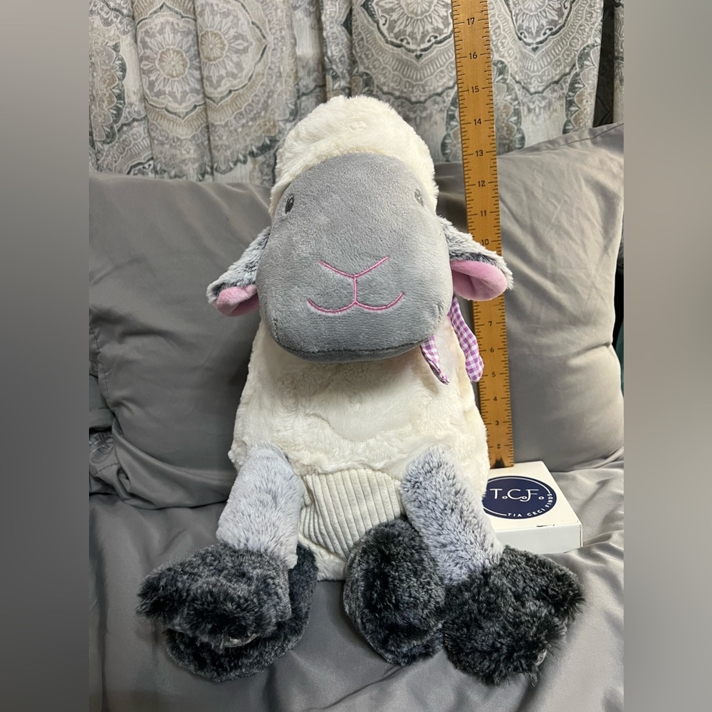 Animal Adventure Cream & Grey Faced Sheep with Gingham Hooves Plush